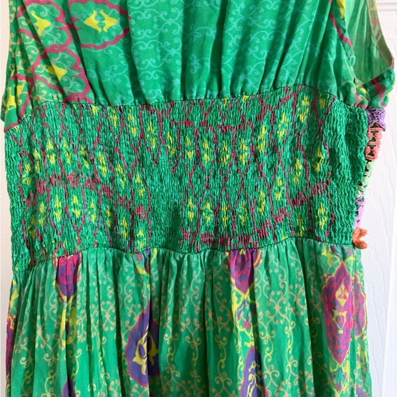 Hemant & Nandita Anthropologie Mintzita Maxi Dress Green Silk Large - Picture 6 of 9